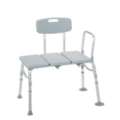 Drive Plastic Tub Transfer Bench with Adjustable Backrest-Gray 3-Section - Precision Lab Works