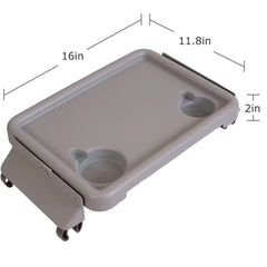 Drive Medical Walker Folding Flip Tray, Gray, 16 x 12 Inch, Double Cup Wells 