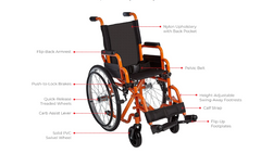 Ziggo Pediatric Wheelchair Lightweight Folding