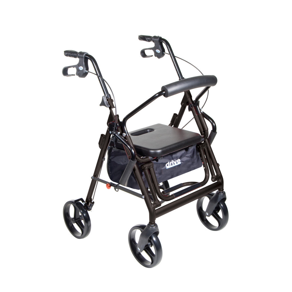 Duet Rollator Transport Chair 2-in-1 Walker Wheelchair 300lb Blue Black - Precision Lab Works