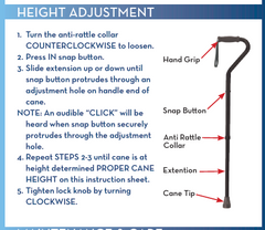 Bariatric Offset Walking Cane 500 lb Capacity Height Adjustable Black Heavy Duty - Precision Lab Works