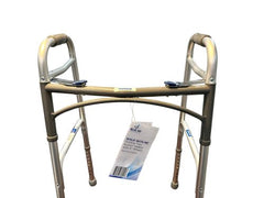 WALK WITH ME Folding Aluminum 2 Button Walker w/5"Wheels Cs4 - Precision Lab Works