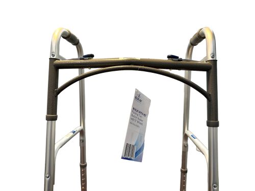 WALK WITH ME Folding Aluminum 2 Button Walker w/5"Wheels Cs4 - Precision Lab Works