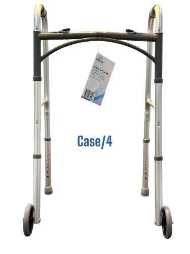 WALK WITH ME Folding Aluminum 2 Button Walker w/5"Wheels Cs4 - Precision Lab Works