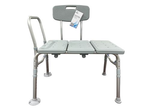 Bathroom Transfer Bench w/ Back 400lb Capacity Adjustable Tool-Free CS/2 - Precision Lab Works