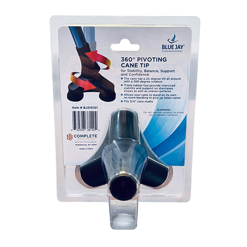 360° Pivoting Cane Tip for 3/4" Walking Canes Heavy Duty Stability Base - Precision Lab Works
