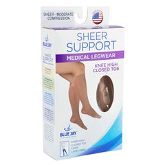 Blue Jay Ladies Sheer Mild Support Knee Highs 15-20mmHg Closed Toe