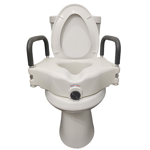 Bathroom Perfect 5" Raised Toilet Seat w/Lock& Arms, Cs/2 - Precision Lab Works