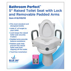 Bathroom Perfect 5" Raised Toilet Seat w/Lock& Arms, Cs/2 - Precision Lab Works