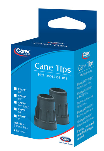 Cane Tips Replacement-Rubber-Case of 6 pairs Non-slip, 5/8", 3/4", 7/8" - Precision Lab Works