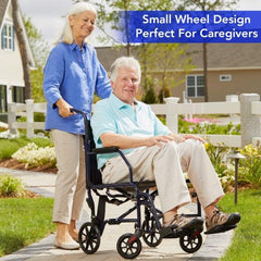 Transport Chair, 19", Steel Metallic Blue, Folding - Precision Lab Works
