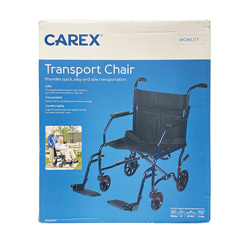 Transport Chair, 19", Steel Metallic Blue, Folding - Precision Lab Works