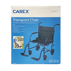 Transport Chair, 19", Steel Metallic Blue, Folding - Precision Lab Works