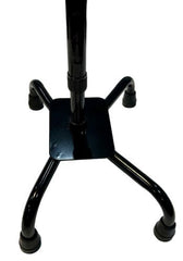 Heavy Duty Quad Walking Cane, Large Base, Adjustable 30–39", 300 lb, Black - Precision Lab Works