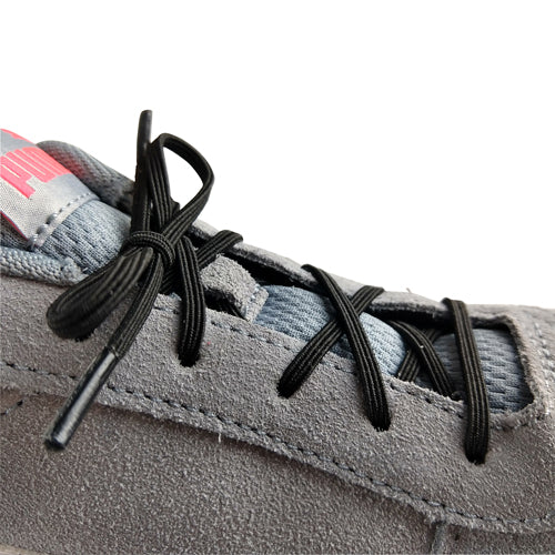 No Tie Elastic Shoelaces 24" -Slip-On Stretch Laces for Adults & Kids White/Black - Precision Lab Works