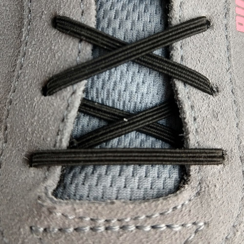 No Tie Elastic Shoelaces 24" -Slip-On Stretch Laces for Adults & Kids White/Black - Precision Lab Works