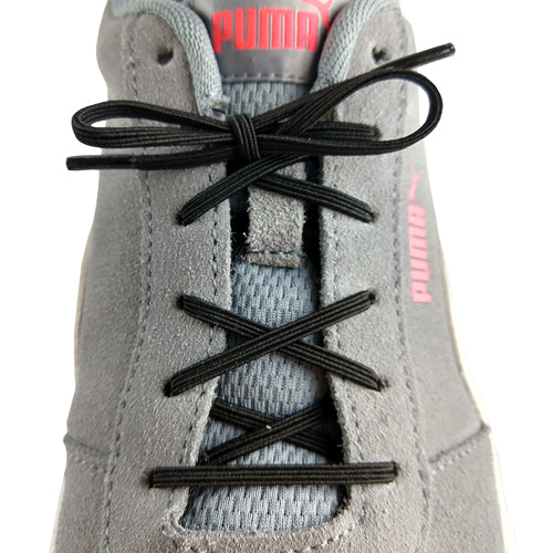 No Tie Elastic Shoelaces 24" -Slip-On Stretch Laces for Adults & Kids White/Black - Precision Lab Works