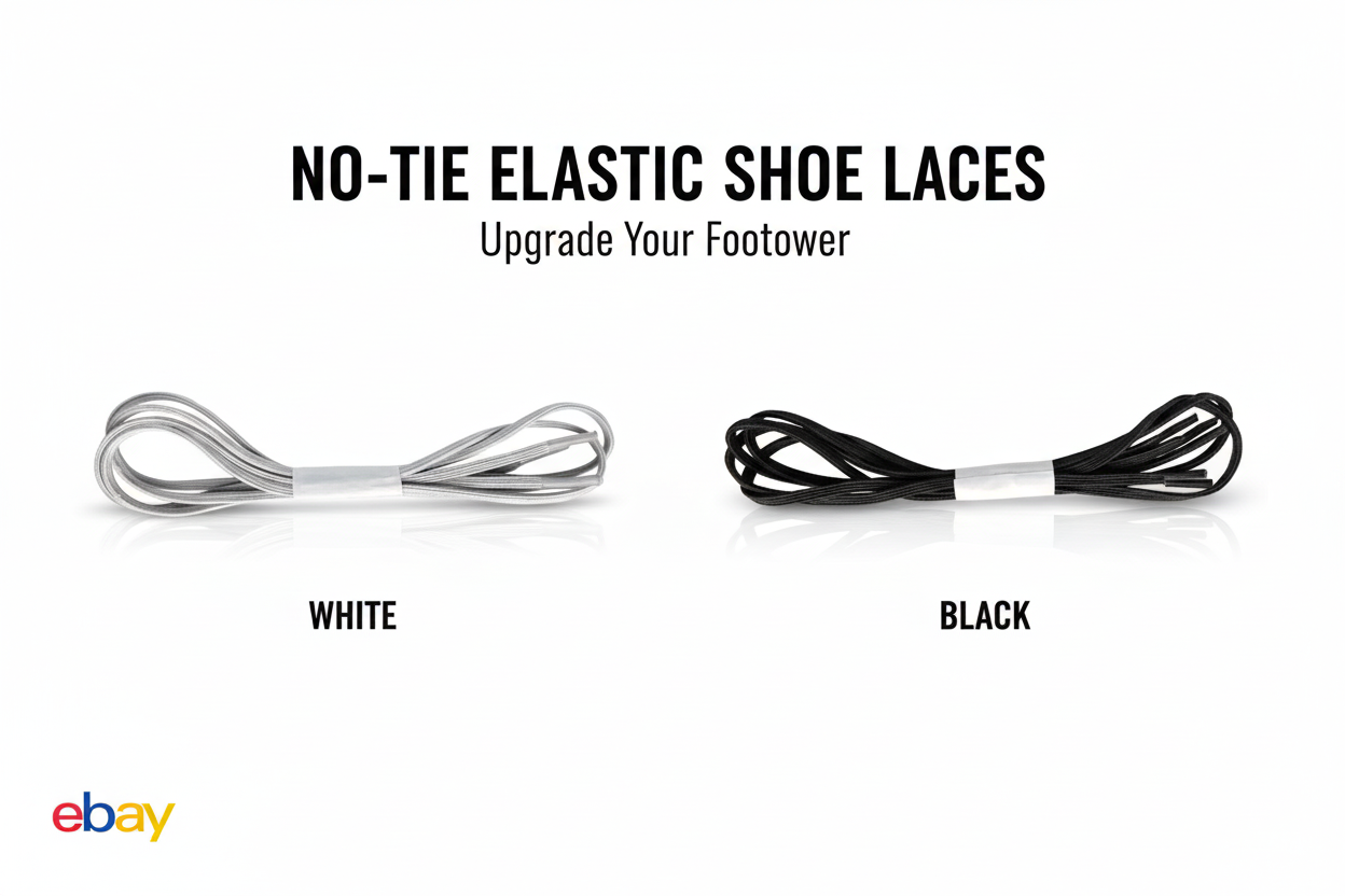 White and Black Elastic Shoe Laces Comparison