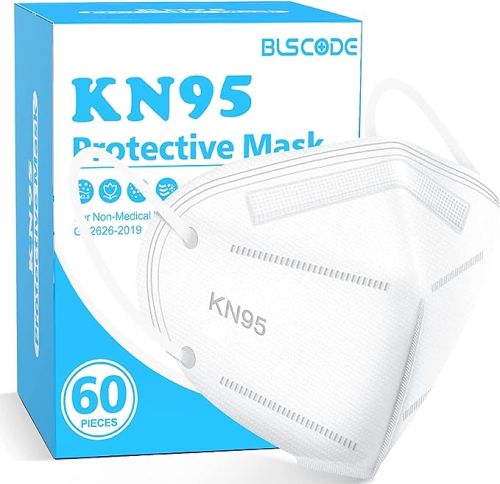 KN95 White Disposable Respirator Mask 5-Layer 95% Filtration Box of 60 