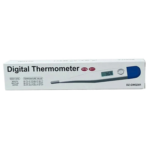 Digital Thermometer 30‑Sec Oral/Rectal/Axillary Fast Read LCD Auto Off Rigid Tip - Precision Lab Works