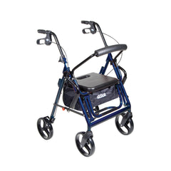 Duet Rollator Transport Chair 2-in-1 Walker Wheelchair 300lb Blue Black - Precision Lab Works