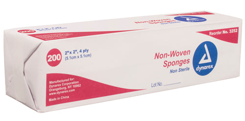 Dynarex Non-Woven Sponges Sterile & Non-Sterile 2x2 4x4 4-Ply Wound Dressing - Precision Lab Works