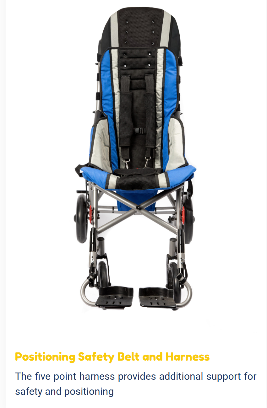 Trotter Mobility Chair 18 Inch Jet Fighter Blue Front View showing footrests and armrests