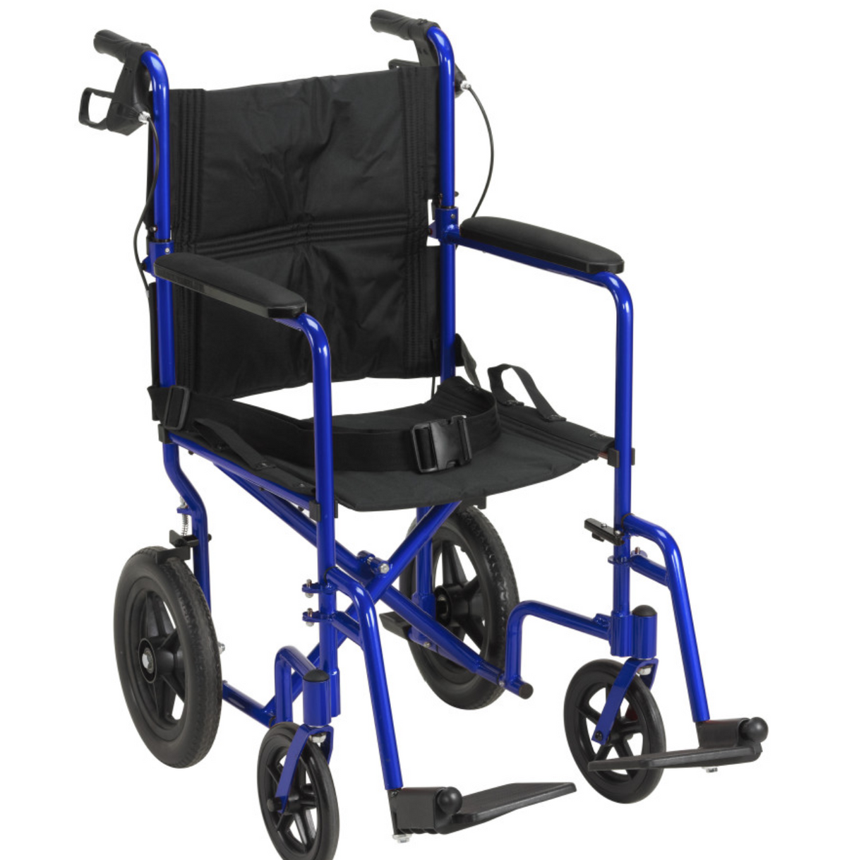 Drive Medical Expedition Aluminum Transport Chair, 19 Inch, Blue, 300 lb