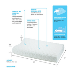 ObusForme Comfort Sleep Contoured Cervical Pillow, Memory Foam, High-Low, Medium