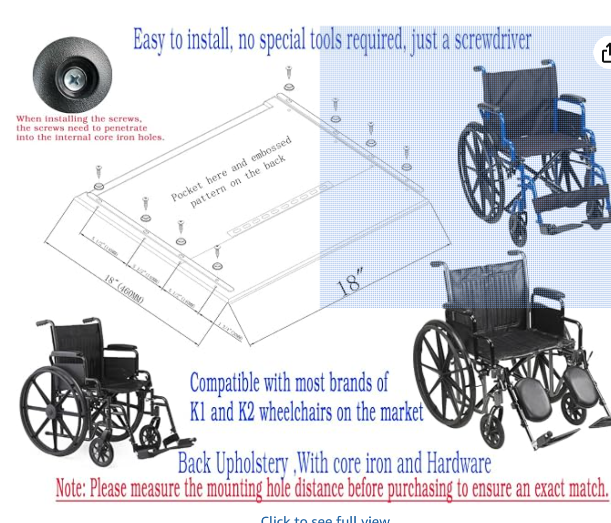 Drive Medical Silver Sport 2 Wheelchair Seat Upholstery, 18 Inch 