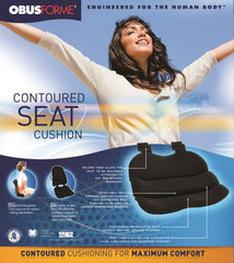 ObusForme Contoured Seat Cushion Black – Ergonomic Support for Home Office Car - Precision Lab Works