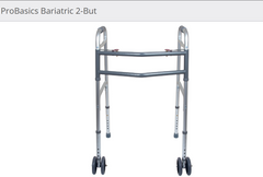 ProBasics Bariatric 2-Button Folding Walker with 5 Inch Wheels 500 lb Case of 2
