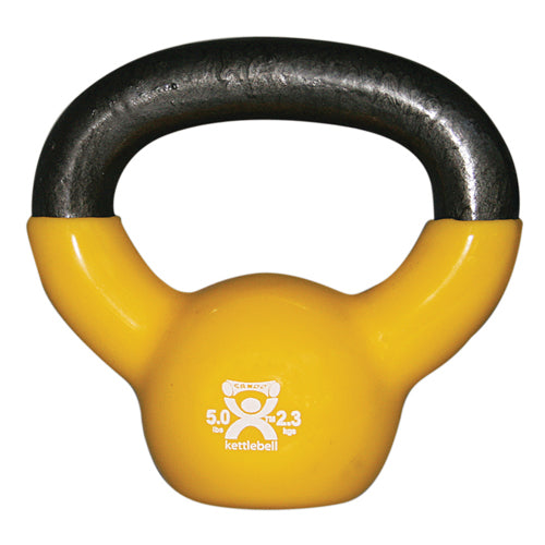 Kettlebell Vinyl Coated Weight Yellow  5lb  8  Diameter - Precision Lab Works