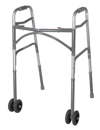 Bariatric Adult Folding Walker w/Wheels  Double Button - Precision Lab Works