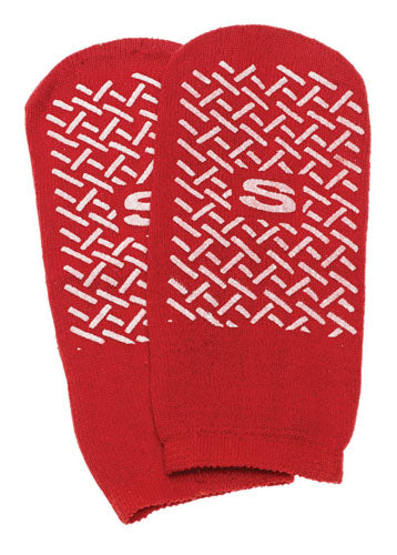 Slipper Socks; Small  Red Pair Child Size 4-6