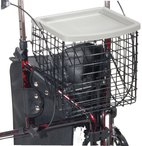 Rollator 3-Wheeled w/Pouch & Basket Loop Brake -Flame Red - Precision Lab Works