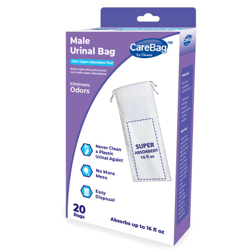 CareBag Men's Urinal Bag w/Super Absorb Pad Box/20
