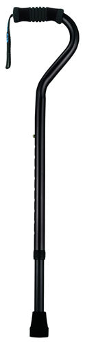 Standard Offset Walking Cane Adjustable Aluminum  Black