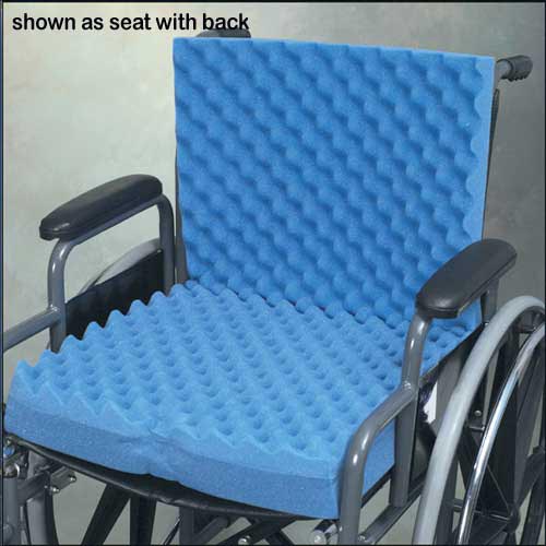 Convoluted Wheelchair Cushion w/Back & Blue Polycotton Cover