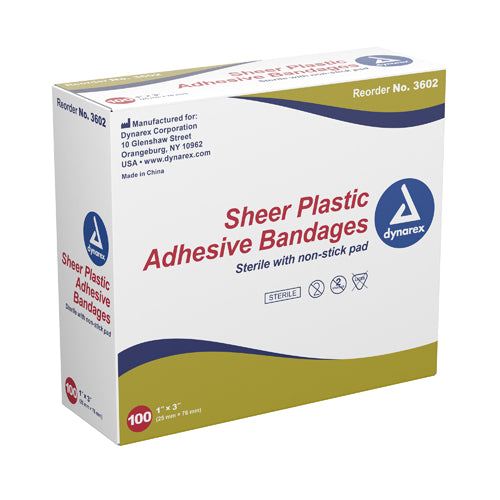 Adhesive Bandages Sheer Strips Sterile 1 x3   100/bx - Precision Lab Works