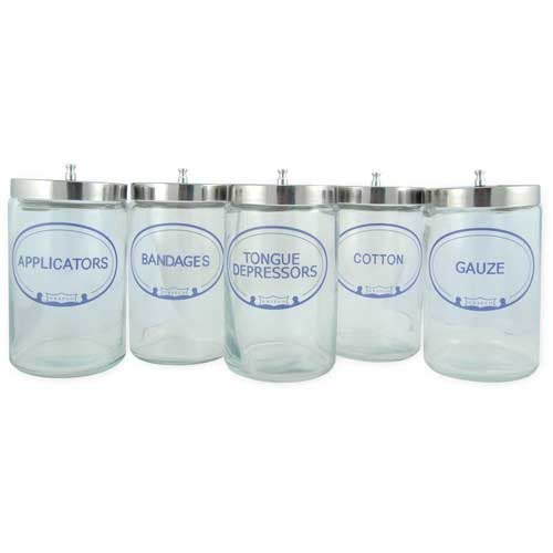 Sundry Jars- Labeled Glass (Set/5)   7  x 4.25