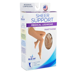 Ladies' Sheer Moderate  Queen+ 15-20mmHg  Panty Hose  Beige - Precision Lab Works