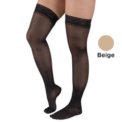 Ladies' Shr Moderate Supprt 2X 15-20mmHg Thgh w/StayTop Beige - Precision Lab Works