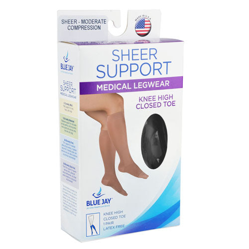 Ladies' Sheer Mild Support  Sm 15-20mmHg  Knee Hi  CT  Black - Precision Lab Works