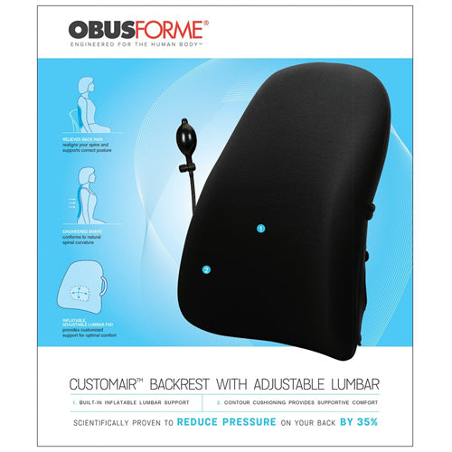 ObusForme Custom AIR Backrest Adjustable Lumbar Support S-Shape ...