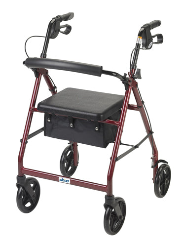 Rollator  Aluminum w/Fold-Up & Remov Back  Padded Seat Red - Precision Lab Works