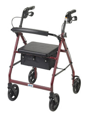 Rollator  Aluminum w/Fold-Up & Remov Back  Padded Seat Red - Precision Lab Works