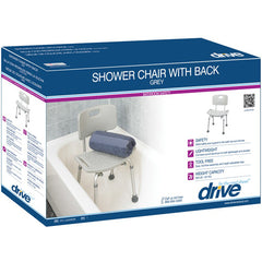 Deluxe Aluminum Bath Chair With Back Gray  Retail (Each) - Precision Lab Works