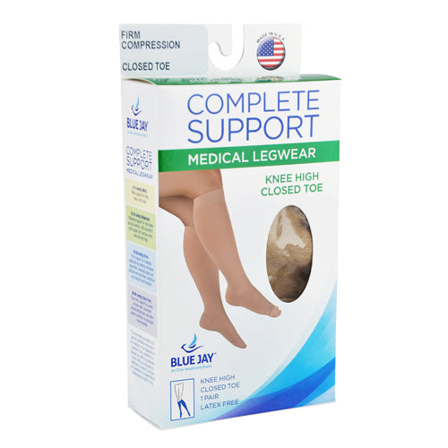 Firm Surg Wgt Stkngs Lg  Beige 20-30mmHg  Below Knee Clsd Toe - Precision Lab Works