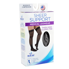 Firm Surg Weight Stkngs 3XL Bk 20-30mmHg  Thigh StayUp Top CT - Precision Lab Works